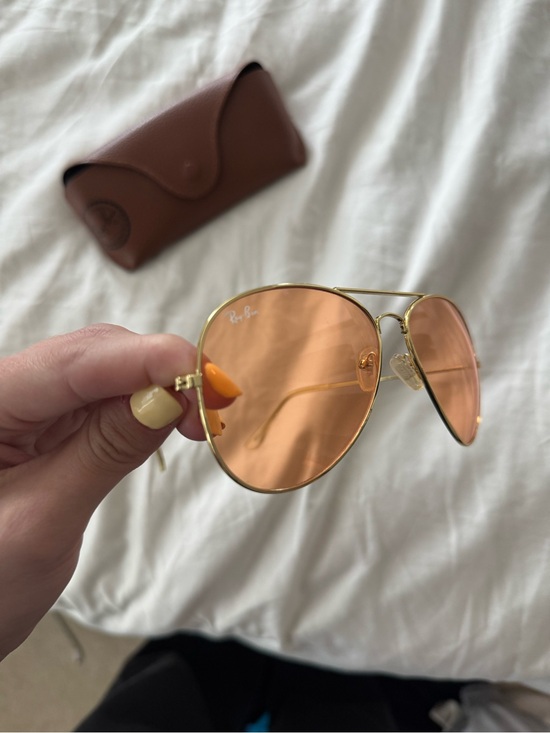 Ray-Ban Gold Frame Aviators with Amber Lenses main image 5